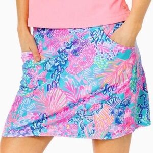 Lilly Pulitzer Maryana Skort M Pink UPF 50+ Luxletic Golf Tennis Floral NWOT